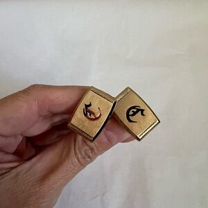 Vintage Hickok USA Gold Tone “C” Initial  Cufflinks Rectangular Mid Century